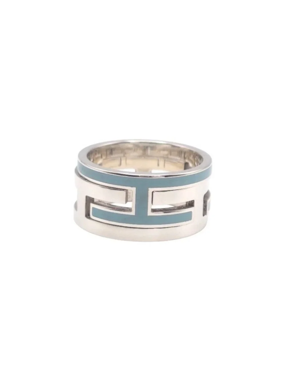 Hermes Move Ash Ring 925 Sterling Silver Light Blue 51